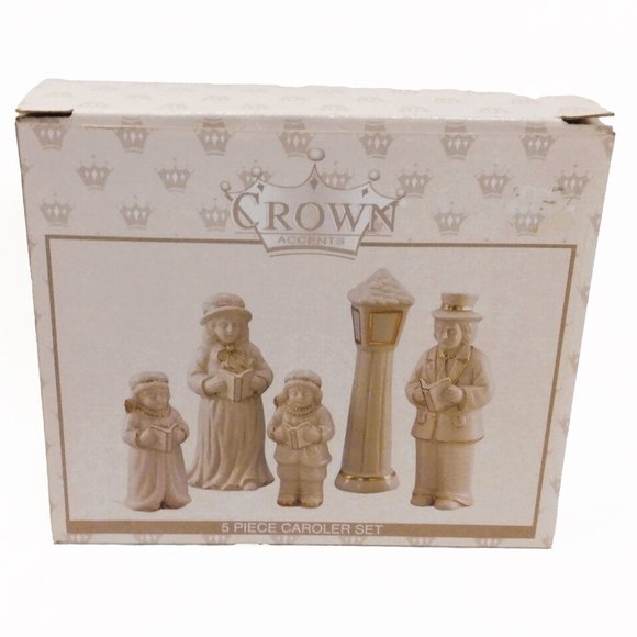 Vintage World Bazaars-Crown Accents 5 Piece Caroler Porcelain Set with Box - Picture 14 of 15